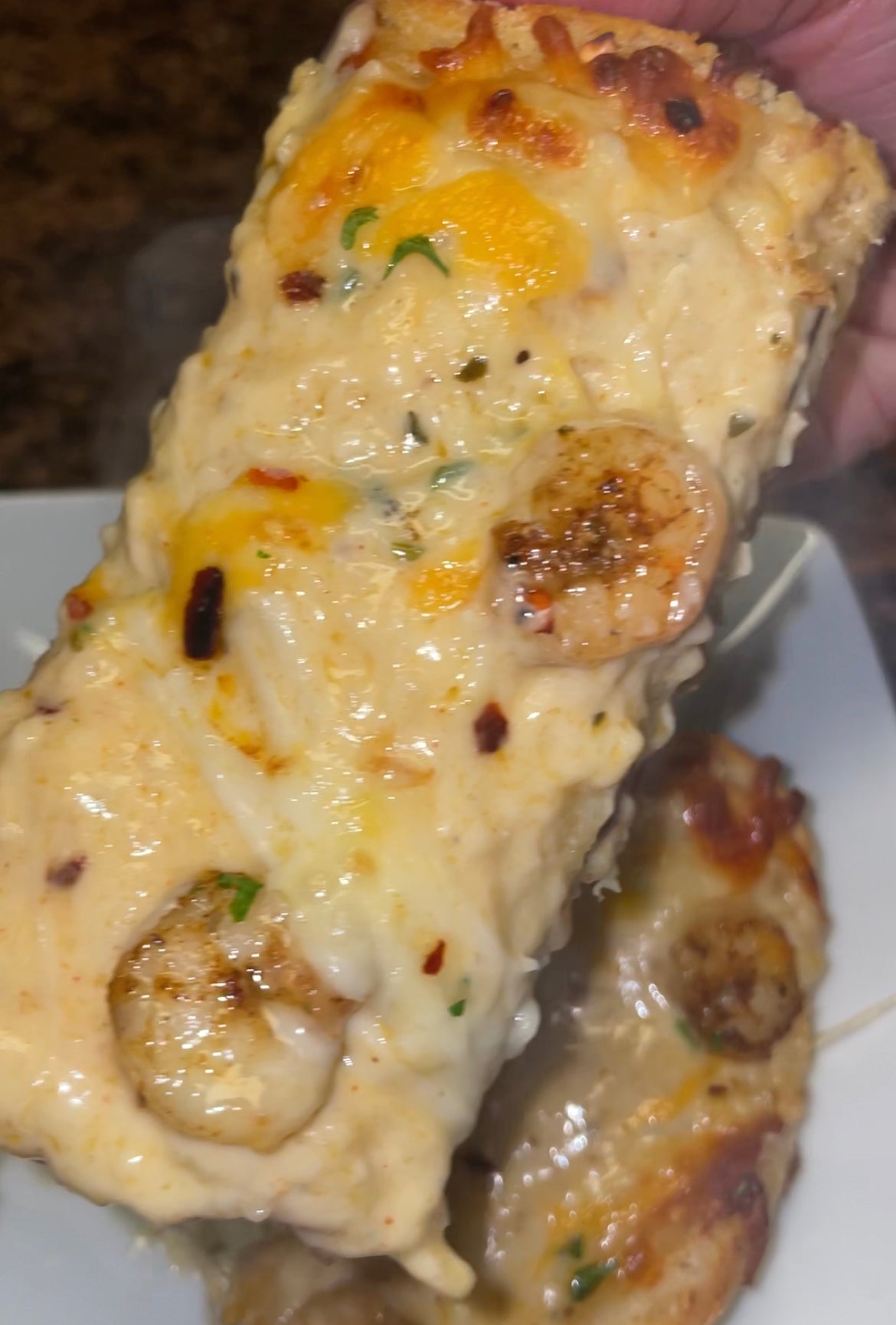 Shrimp Alfredo Garlic Bread Recipe