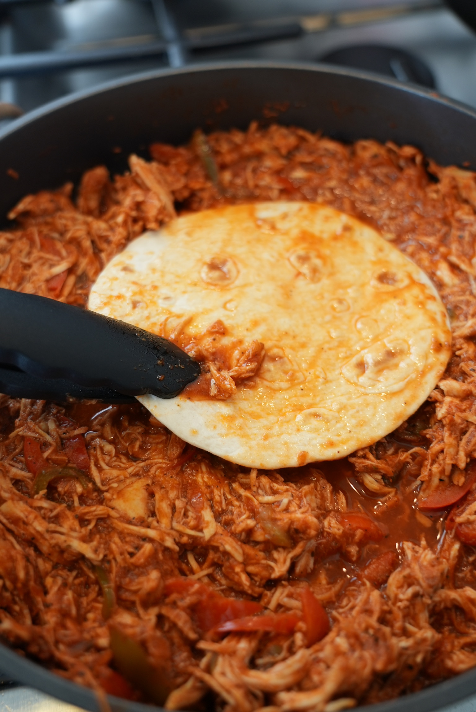 Shredded chicken tacos